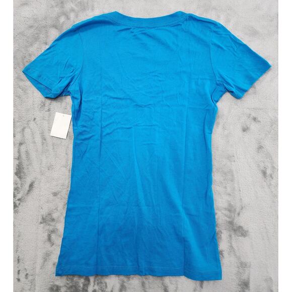 NEW Roxy Top Womens S Blue California Girl at Heart Deep V-Neck Short Sleeve Tee - Picture 4 of 9
